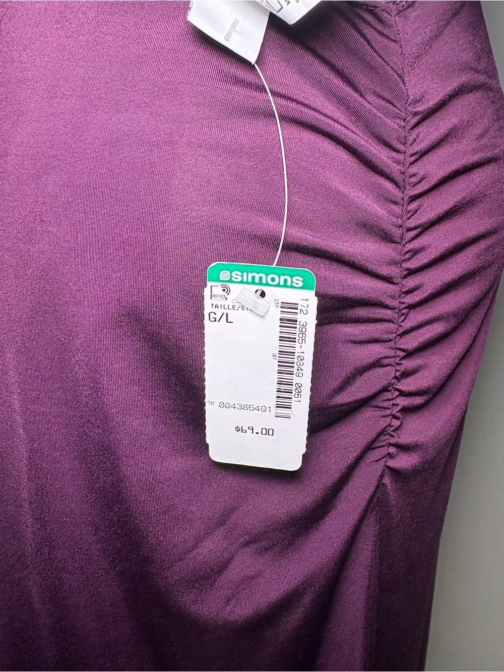 Simons Deep Plum Ruched Slip Dress - Picture 8 of 9